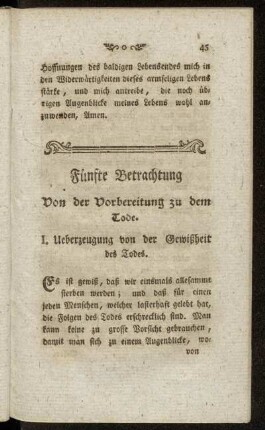 Fünfte Betrachtung Von der Vorbereitung zu dem Tode.