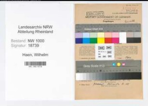 Entnazifizierung Wilhelm Haen, geb. 30.08.1900 (Bankangest.)