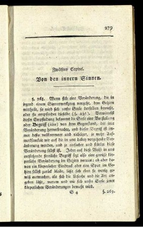 Zwölftes Capitel. Von den innern Sinnen.