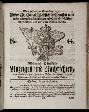 No. 44. Montags, den 3ten November, 1755.