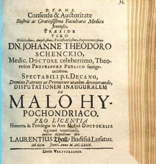 Disputationem Inauguralem De Malo Hypochondriaco