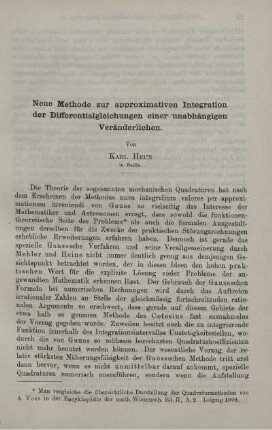 Neue Methode zur approximativen Integration der Differentialgleichungen einer unabhängigen Veränderlichen.
