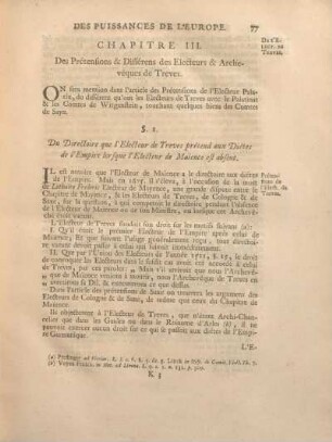 Chapitre III. Des Prétensions & Différens des Electeurs & Archeveques de Treves.