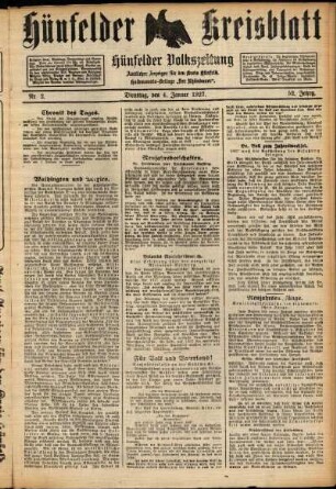 Ausgabe vom Dienstag, den 04. Januar 1927.
