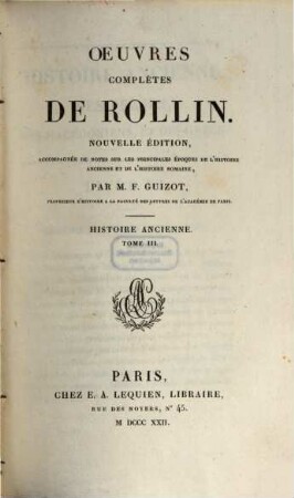 Oeuvres complètes de Rollin, 7. Histoire ancienne ; 3