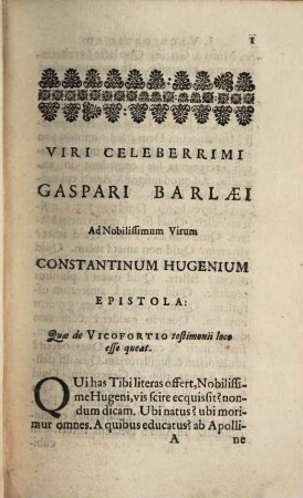Epistolae ad Gasparum Barlaeum : cuius responsoriae etiam insertae