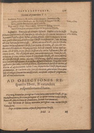 Ad Obiectiones Responsio Eberi, & earundem responsionum dilutio.