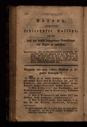 Anhang enthaltend fehlerhafte Aufsätze (...)