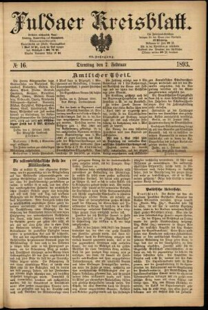 Ausgabe vom Dienstag, den 07. Februar 1893.