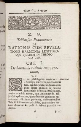 Cap. I. De harmonia rationis cum revelatione
