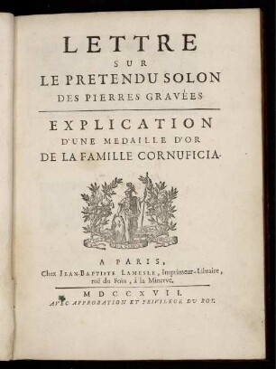 Lettre Sur Le Pretendu Solon Des Pierres Gravées
