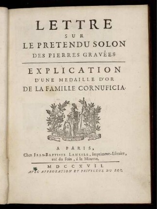 Lettre Sur Le Pretendu Solon Des Pierres Gravées