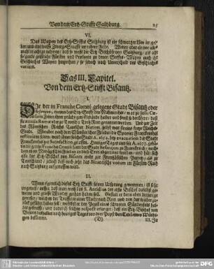 Das III. Capitel. Von dem Ertz-Stifft Bisantz