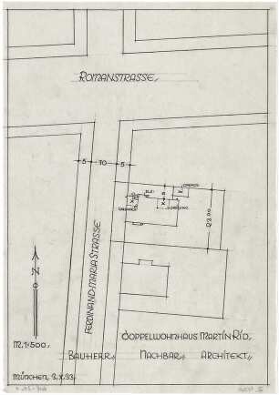 Döllgast, Hans; München, Ferdinand Maria Str.; Wohnhaus Martin Rid - Lageplan