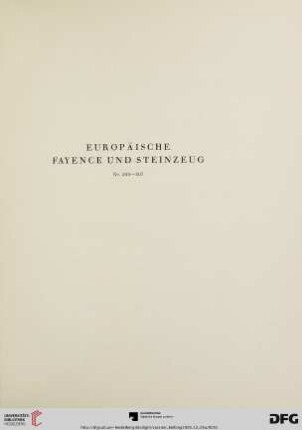 Europäische Fayence und Steinzeug (Nr.253-307)