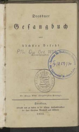 Dresdner Gesangbuch auf höchsten Befehl herausgegeben