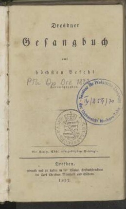 Dresdner Gesangbuch auf höchsten Befehl herausgegeben