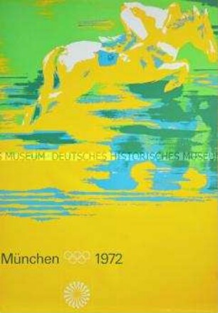 Veranstaltungsplakat zu den Olympischen Spielen in München 1972 (Motiv: Reiten)