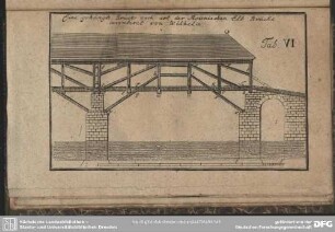 Tab VI. Eine gehängte Brücke nach art der Meisnischen Elb Brücke inventirct von Wilhelm