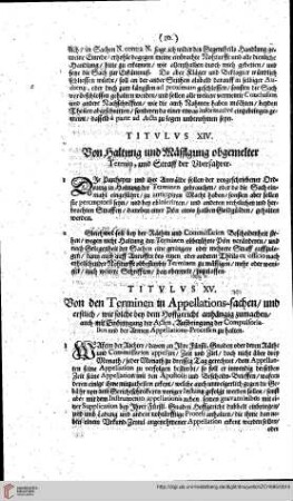 Titulus XV: Von den Terminen in Appellations-Sachen
