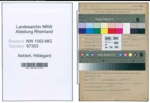 Entnazifizierung Hildegard Aeldert , geb. 17.09.1921 (Stenotypistin)
