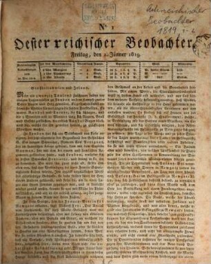 Der Oesterreichische Beobachter. 1819,1/6