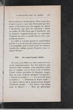 VIII. Un corps d'armée rebelle