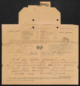 Brief von Harry Kessler an Gerhart Hauptmann