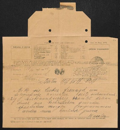 Brief von Harry Kessler an Gerhart Hauptmann