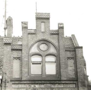 Cottbus. Straßenbahndepot, Berliner Straße 58/60, um 1905. Verwaltungsgebäude. Giebel der Hoffront