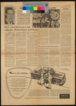 Zehn Jahre im Panzerschrank: Die Dokumente von Jalta - DIE WELT, Nr. 65 - Die Großen Drei waren sich einig über Deutschlands Aufteilung
