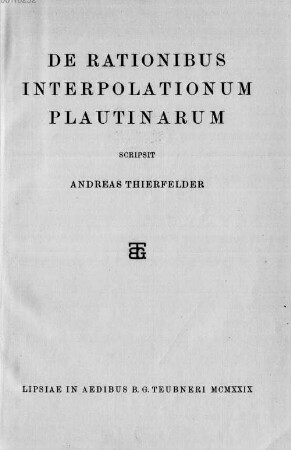 De rationibus interpolationum Plautinarum