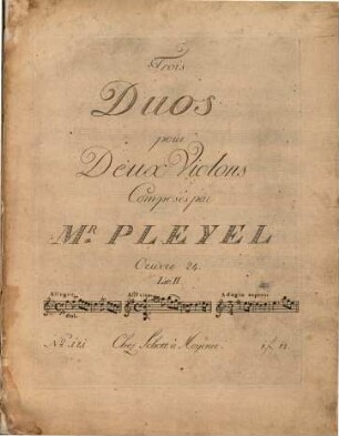 Trois duos pour deux violons : oeuvre 24, 2