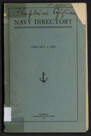 Navy Directory - Officers of the United States Navy and Marine Corps, November 1, 1922.