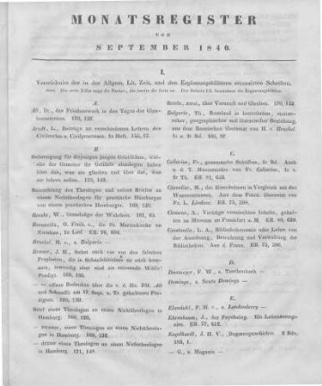 Monatsregister vom September 1840