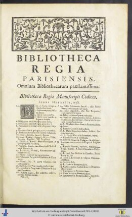 Bibliotheca Regia Parisiensis.