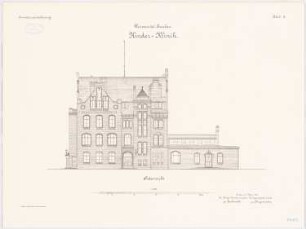 Universität Breslau Klinische Neubauten. Erweiterung. Kinderklinik: Südansicht 1:100