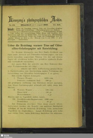 Ueber die Erzielung warmer Töne auf Chlorsilber-Gelatinepapier mit Entwicklung
