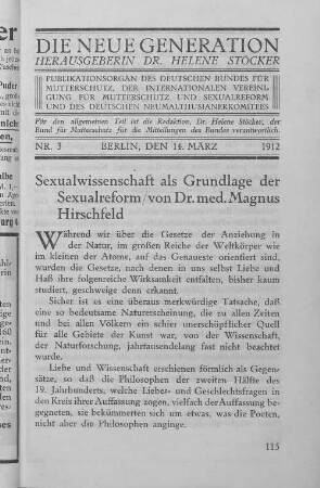 Sexualwissenschaft als Grundlage der Sexualreform