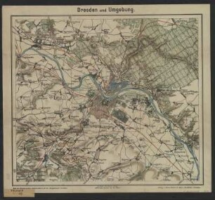 Umgebungskarte von Dresden, 1:50 000, Lithographie, ca. 1900