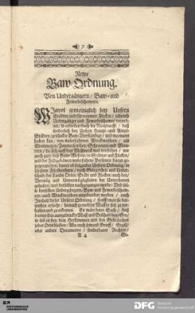 [Der Erste Theil der Bau-Ordnung.]