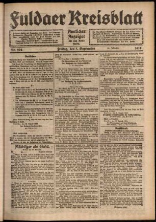 Ausgabe vom Freitag, den 05. September 1919.