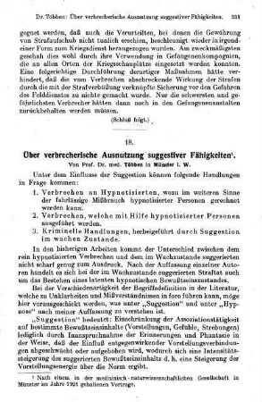331-341, Über verbrecherische Ausnutzung suggestiver Fähigkeiten