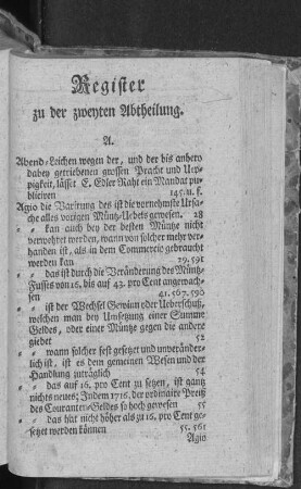 Register zu der zweyten Abtheilung.