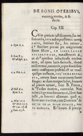 De Bonis Operibus, erorumq[ue] merito, & fiducia. Cap. XII
