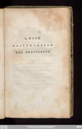 Luise Dritte Idylle Der Brautabend