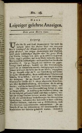 No. 18. Den 4ten März 1791.