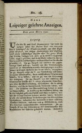 No. 18. Den 4ten März 1791.