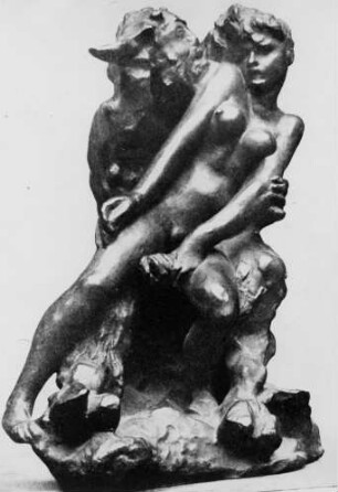 Marmor Plastik von Auguste Rodin: Der Minotaurus (Faun und Nymphe). Vermutlich Reproduktion eines Fotos