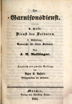 Der Garnisonsdienst, I,2